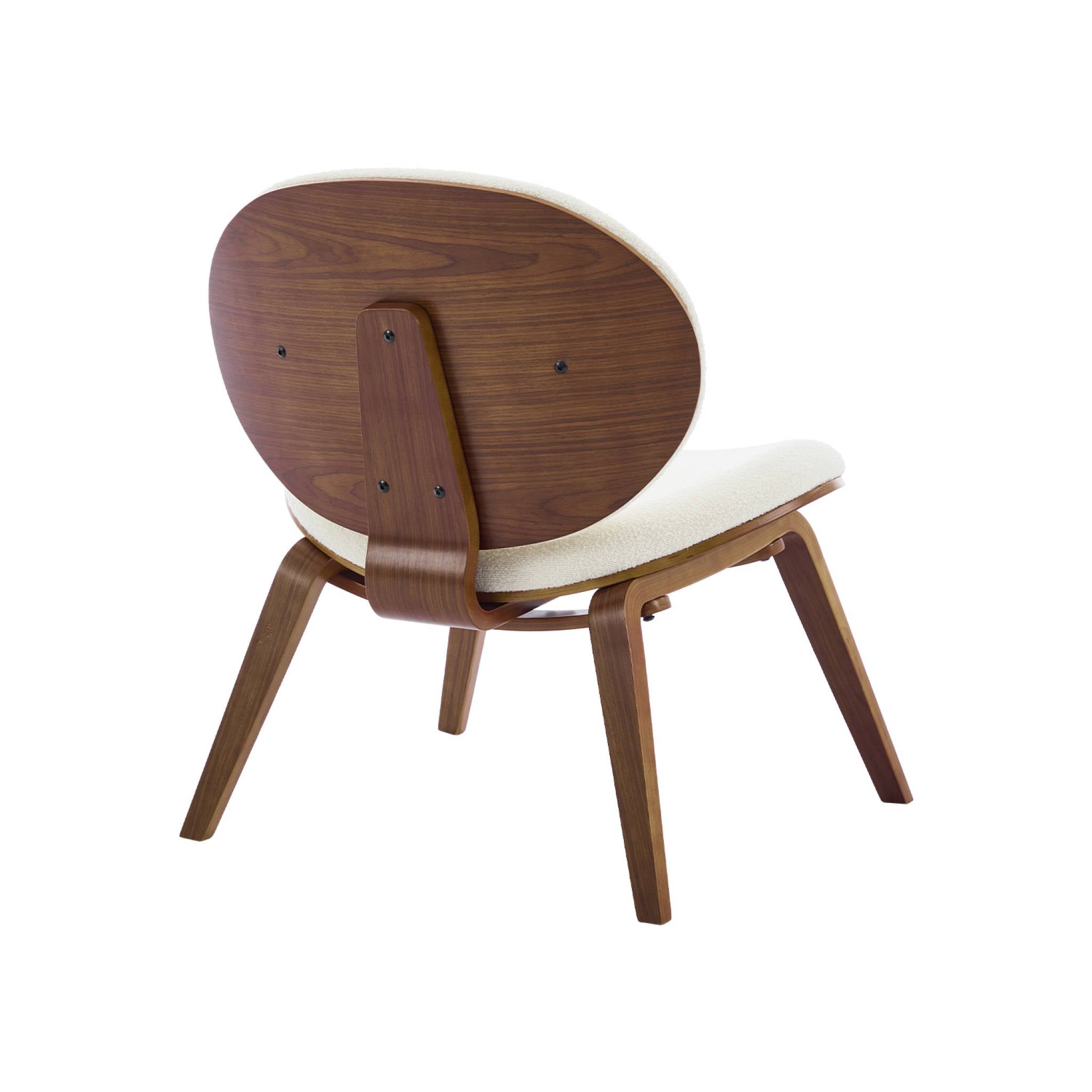 Poltrona con finiture effetto legno curvato e tessuto bouclé, marrone