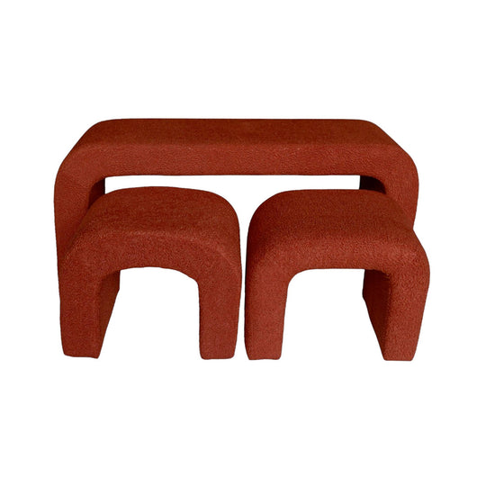 Panca e sgabelli impilabili bouclé, terracotta