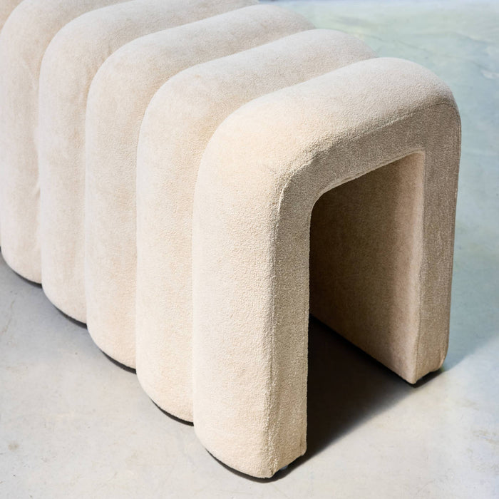 Panca, fine letto contemporaneo tessuto, beige