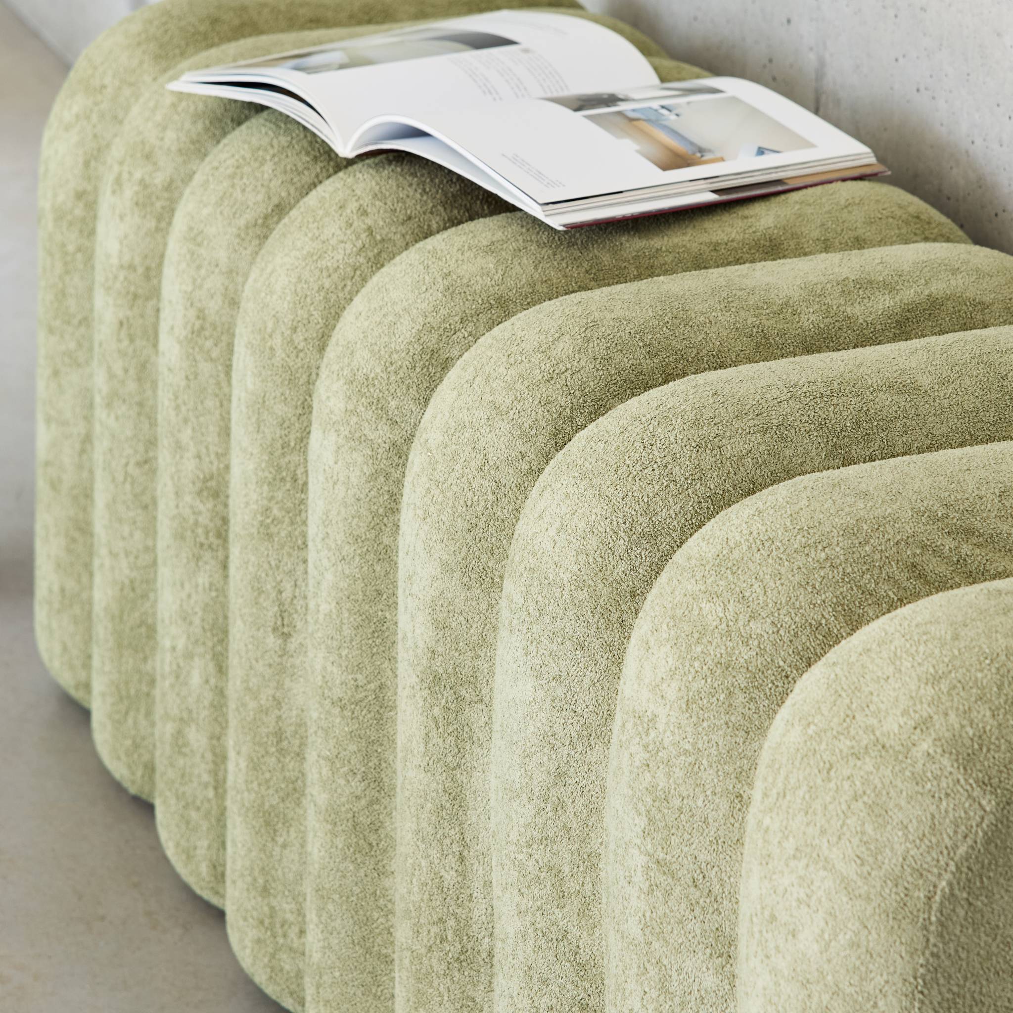 Panca, fine letto contemporaneo tessuto, verde