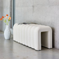 Panca, fine letto contemporaneo tessuto, bianco