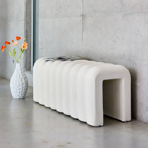 Panca, fine letto contemporaneo tessuto, bianco