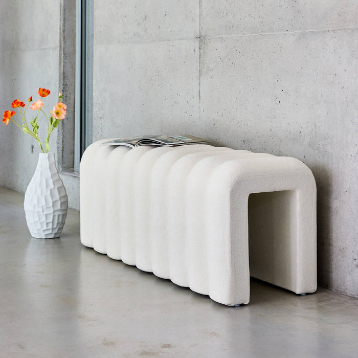 Panca, fine letto contemporaneo tessuto, bianco