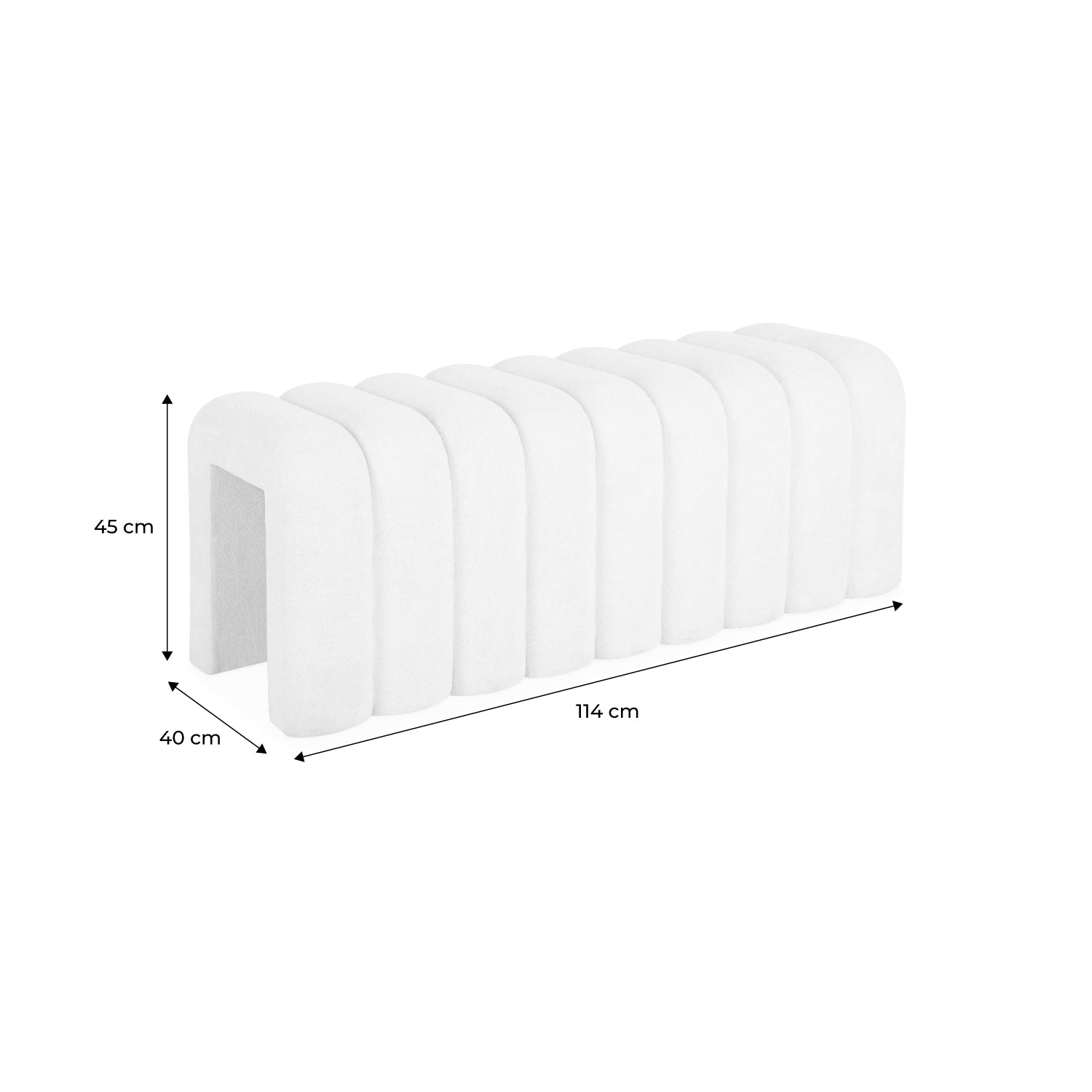 Panca, fine letto contemporaneo tessuto, bianco