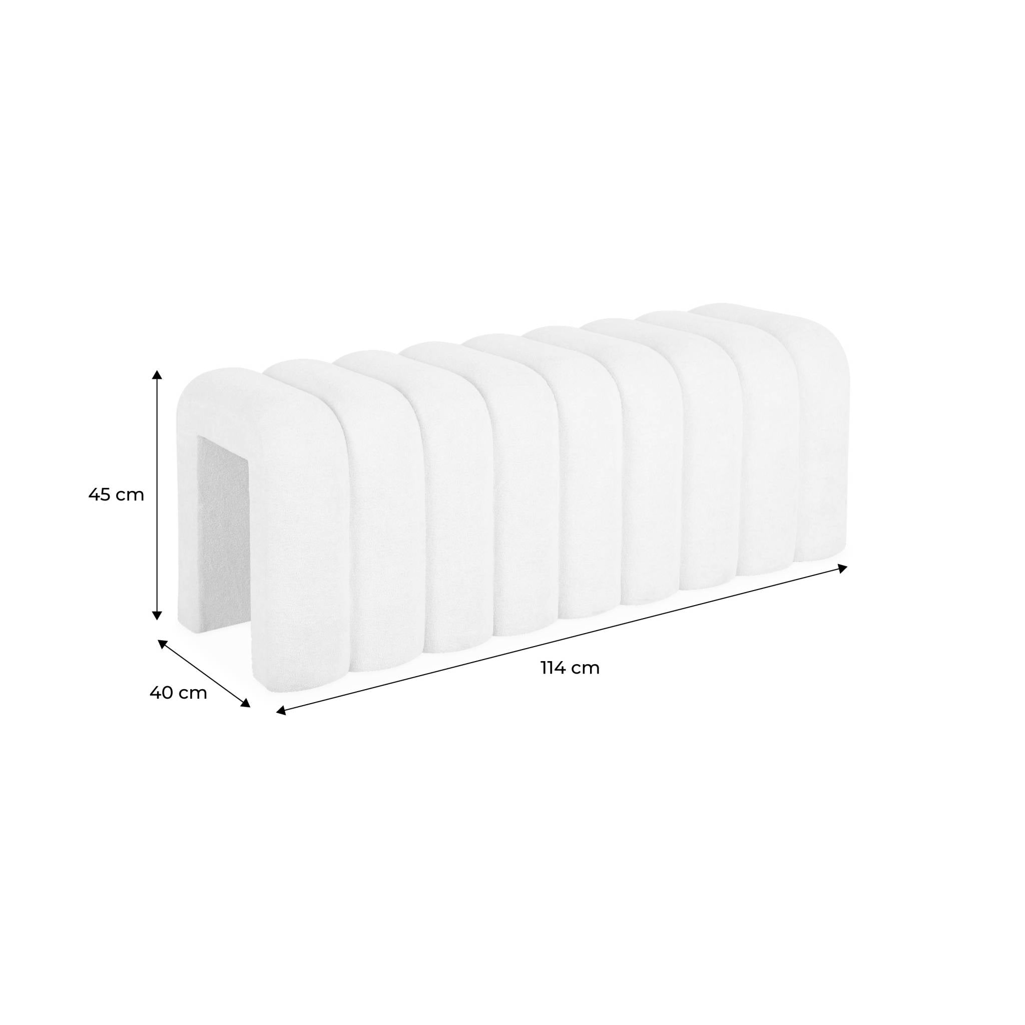 Panca, fine letto contemporaneo tessuto, bianco