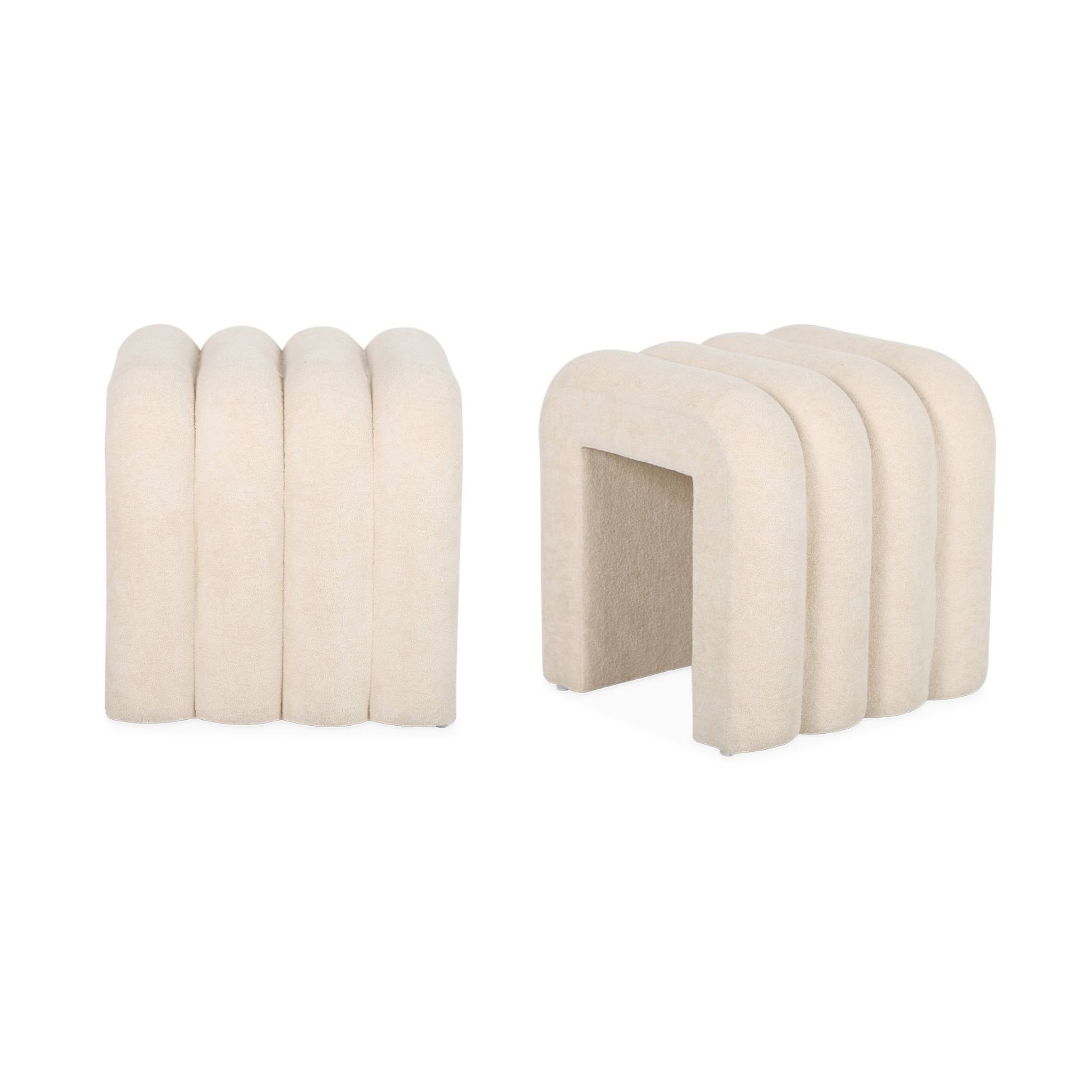Pouf contemporaneo tessuto (set di 2), beige