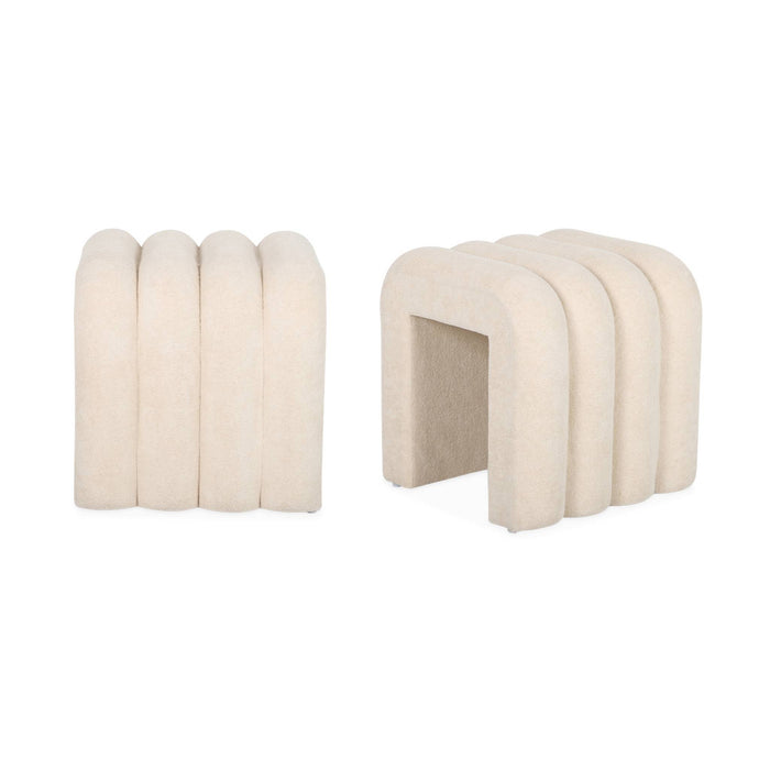 Pouf contemporaneo tessuto (set di 2), beige
