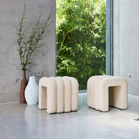 Pouf contemporaneo tessuto (set di 2), beige