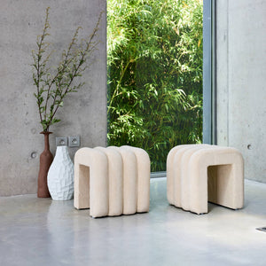 Pouf contemporaneo tessuto (set di 2), beige