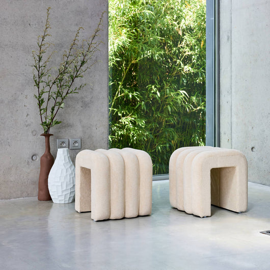 Pouf contemporaneo tessuto (set di 2), beige