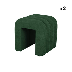 Set di 2 pouf contemporanei, tessuto, verde scuro