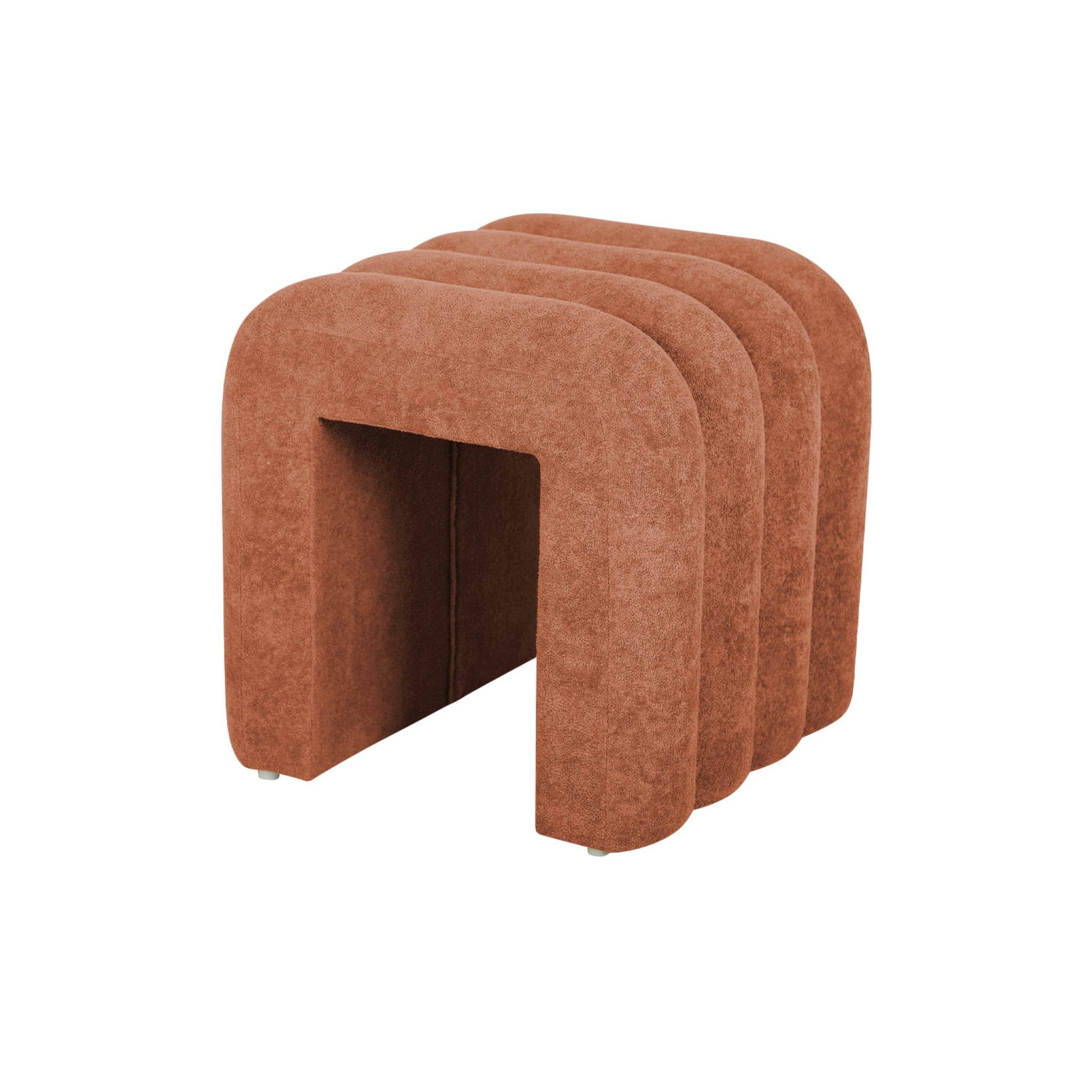 Set di 2 pouf contemporanei, tessuto, arancione