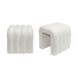 Pouf contemporaneo tessuto (set di 2), bianco