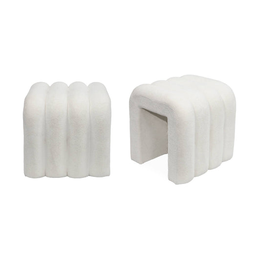 Pouf contemporaneo tessuto (set di 2), bianco