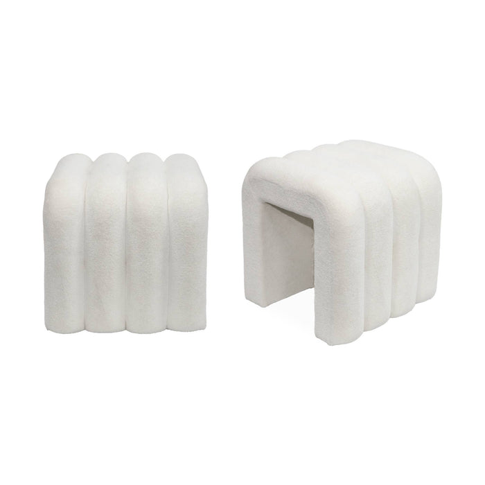 Pouf contemporaneo tessuto (set di 2), bianco