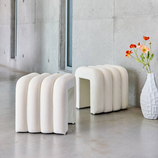 Pouf contemporaneo tessuto (set di 2), bianco