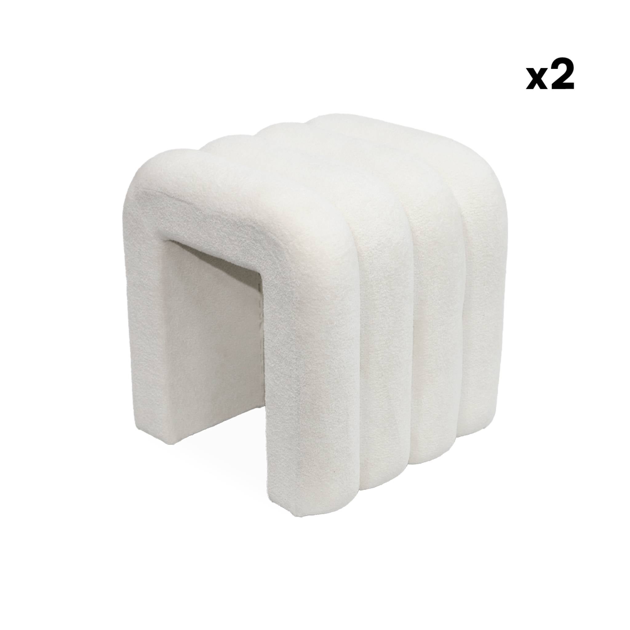Pouf contemporaneo tessuto (set di 2), bianco