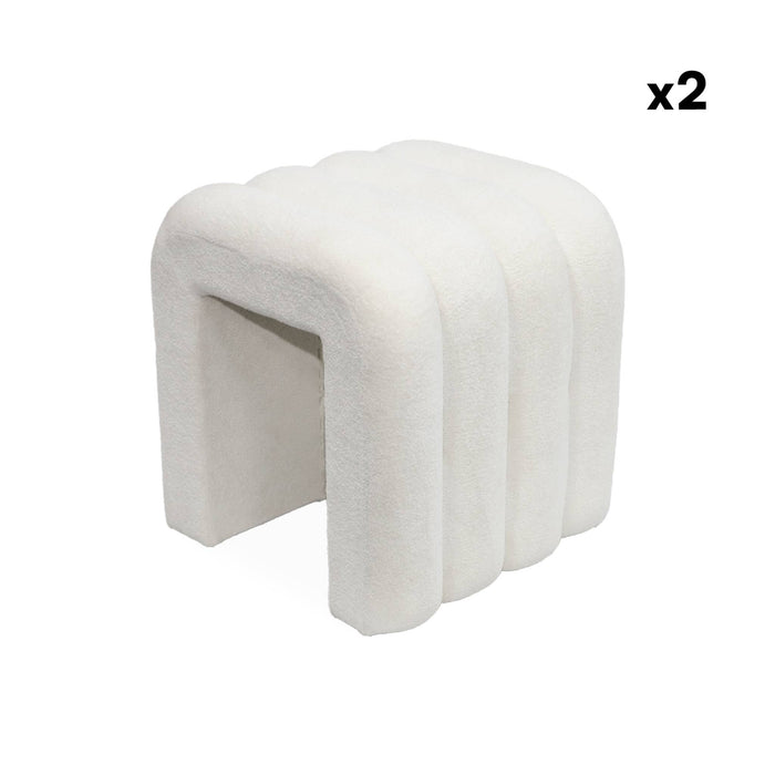 Pouf contemporaneo tessuto (set di 2), bianco
