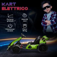 Go Kart Elettrico per Bambini 6-12 Anni 24V 12km/h con Seggiolino Regolabile, Verde