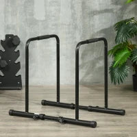 Barra per Dip in Acciaio ad Altezza Regolabile con 6 Lunghezze Regolabili, 90-102x65x80-90 cm, Nera