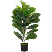 Pianta Finta Ficus Lyrata Alta 80 cm per Interni con Vaso, Decorazione per Casa e Ufficio, Verde