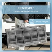 Rampa per Cani Pieghevole Antiscivolo in Legno con Maniglia Laterale, 43x165x6.5 cm, Nero