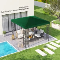 Copertura per Gazebo da Giardino 3x3 m in Tessuto Oxford 600D con Fori di Drenaggio, Verde