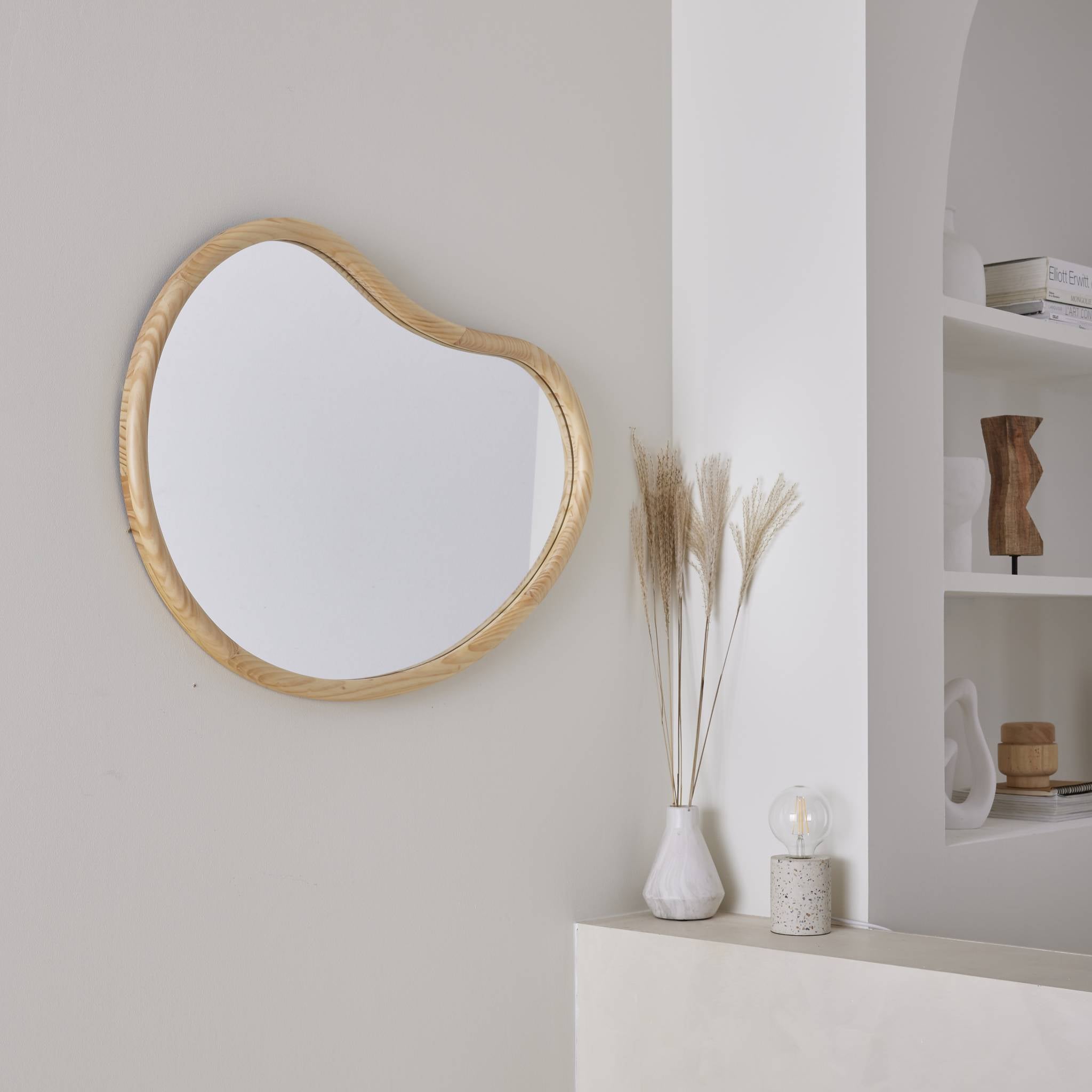 Specchio in legno di abete, 85cm, marrone naturale