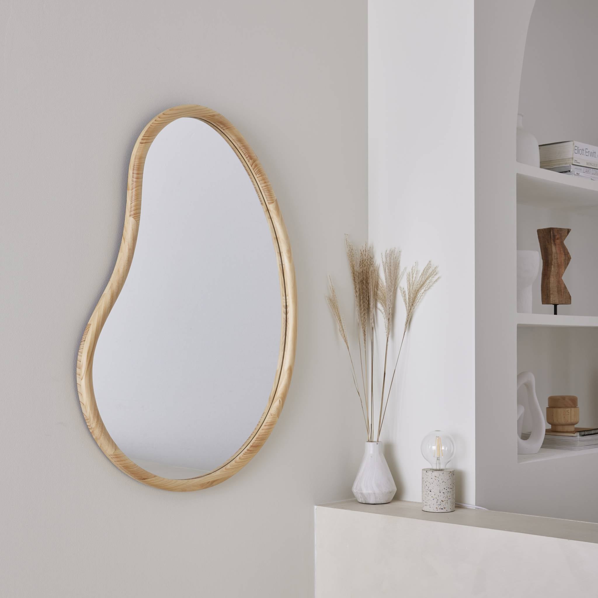 Specchio in legno di abete, 95cm, marrone naturale