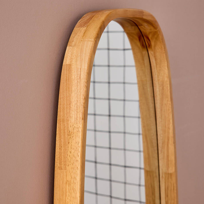 Specchio rettangolare in legno di gomma, marrone chiaro