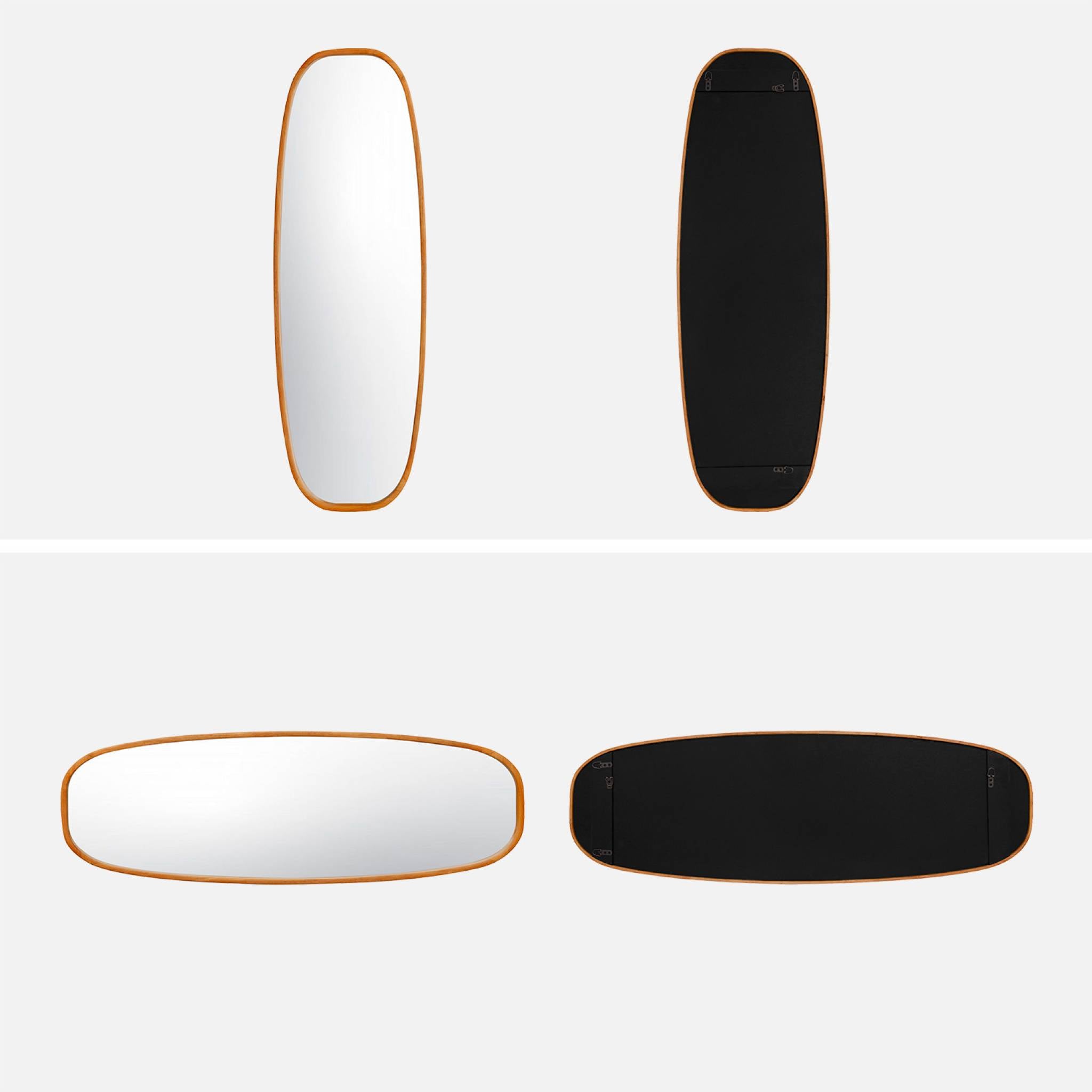 Specchio rettangolare in legno di gomma, marrone chiaro