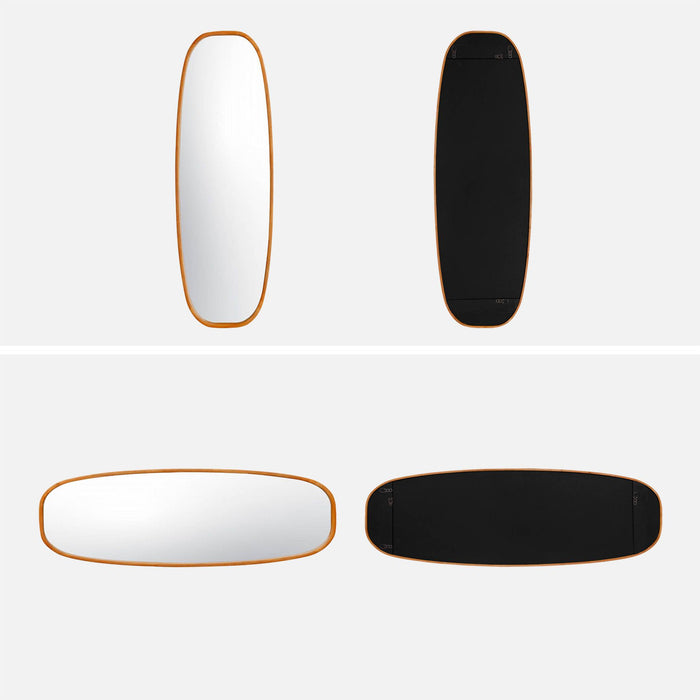 Specchio rettangolare in legno di gomma, marrone chiaro