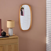 Specchio rettangolare in legno di gomma, marrone chiaro