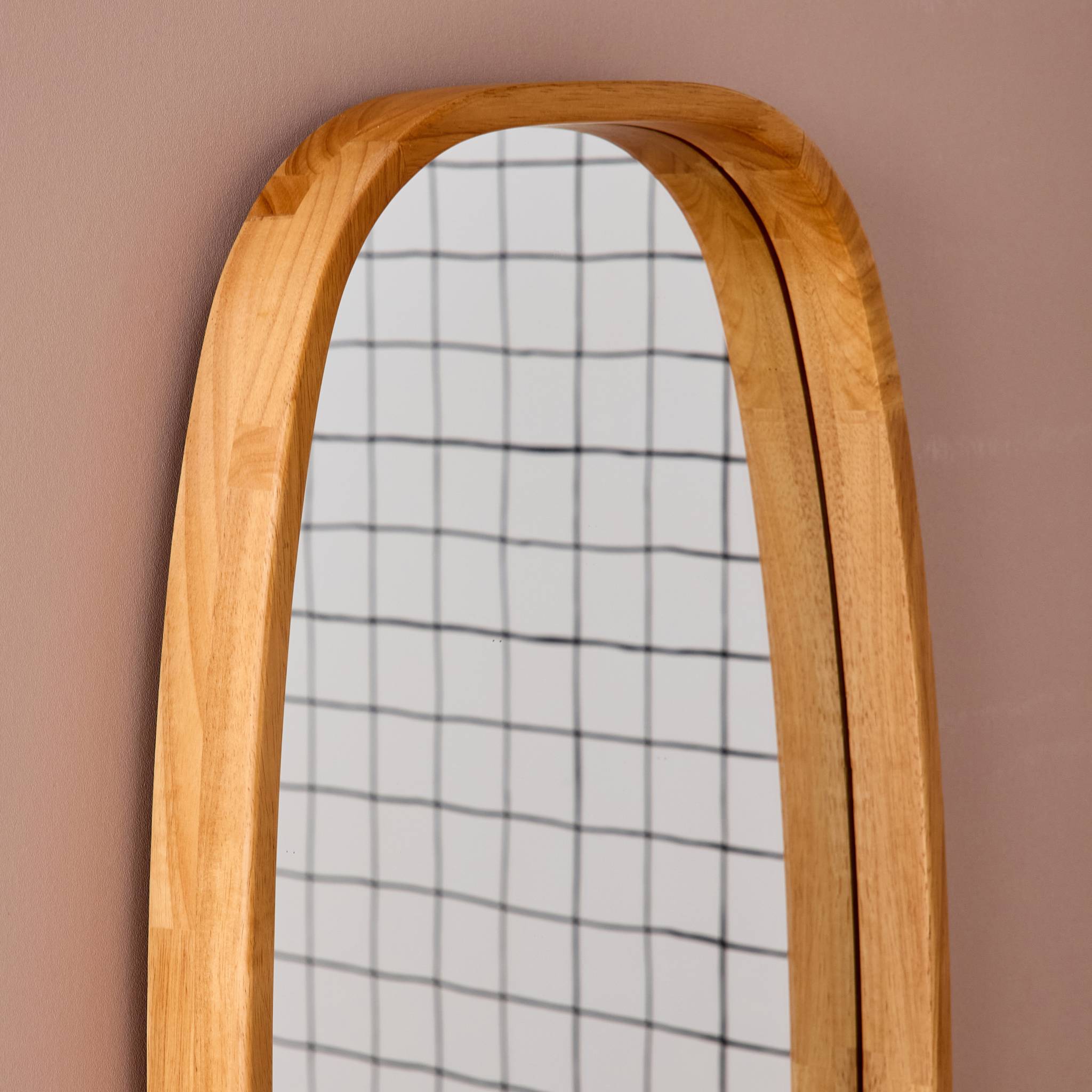 Specchio rettangolare in legno di gomma, marrone chiaro