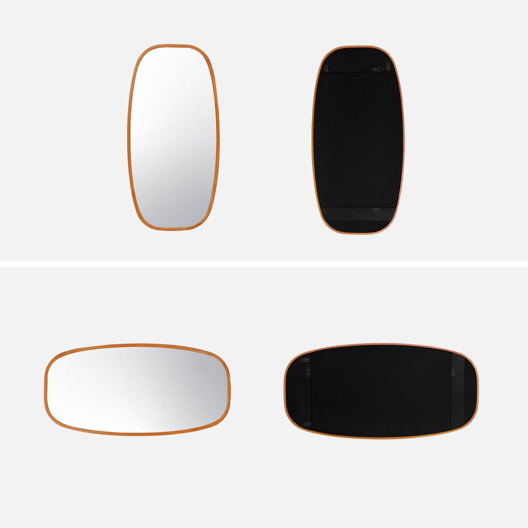 Specchio rettangolare in legno di gomma, marrone chiaro