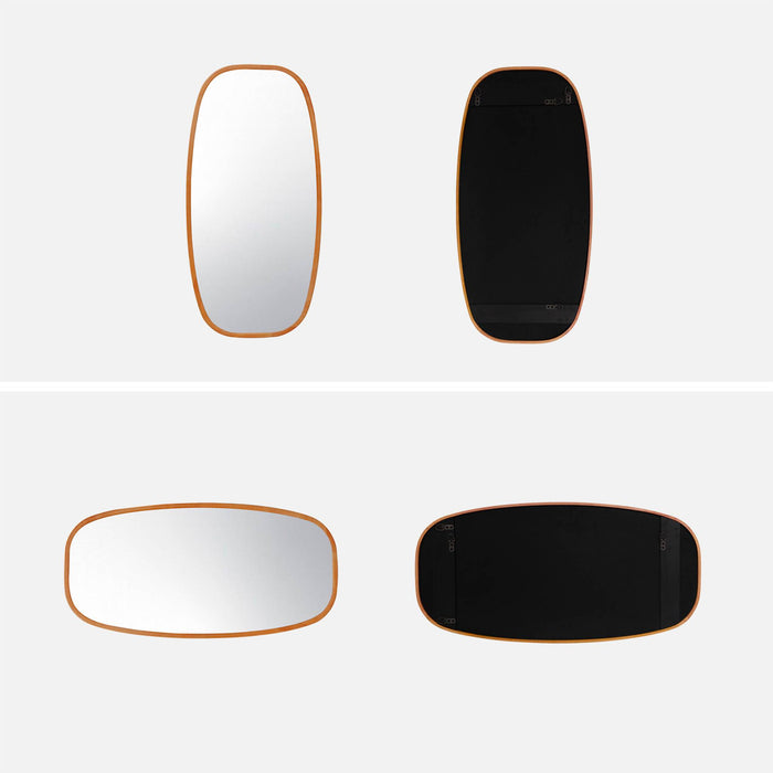 Specchio rettangolare in legno di gomma, marrone chiaro