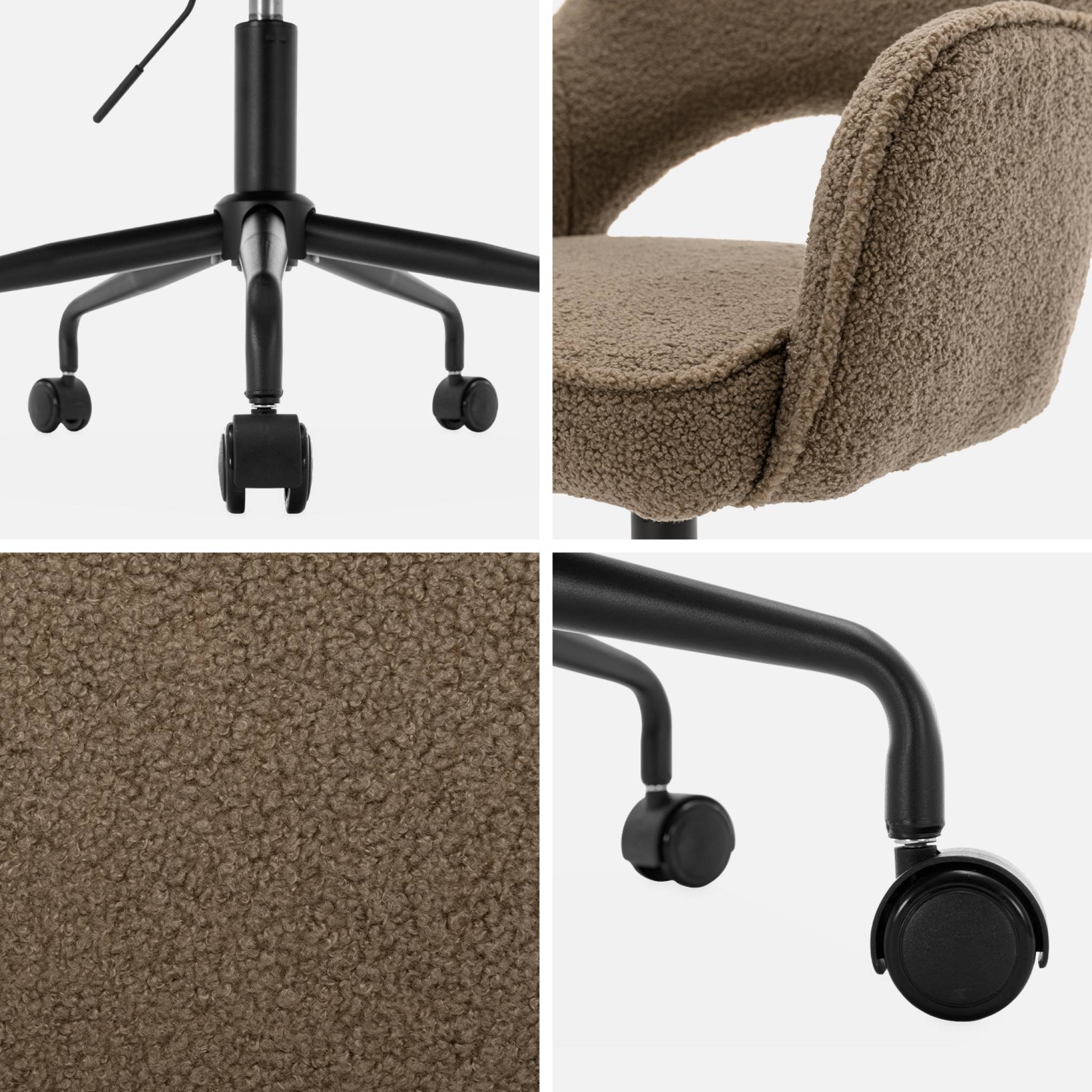 Sedia da ufficio bouclé con rotelle, talpa
