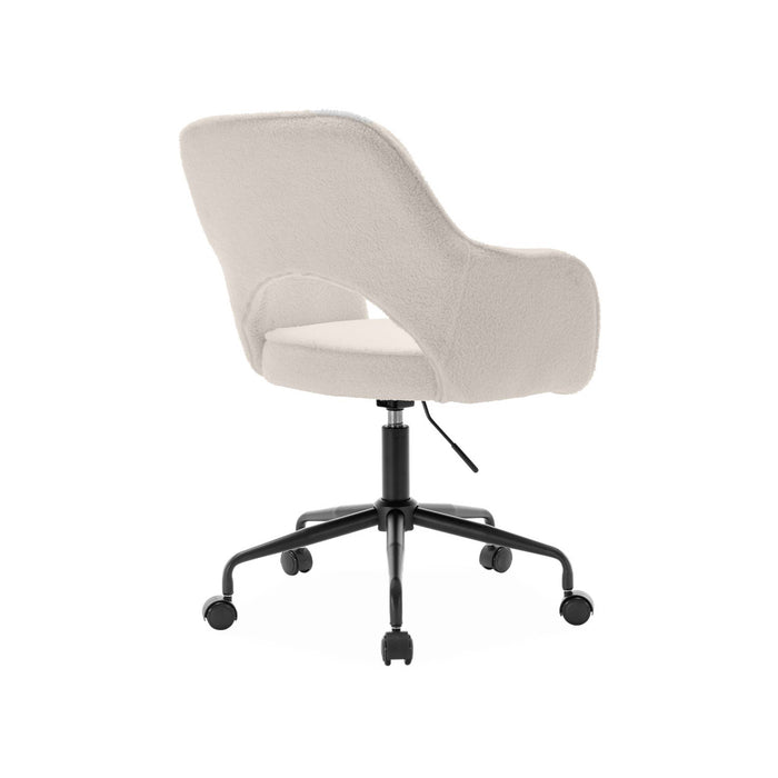 Sedia da ufficio bouclé con rotelle, bianco
