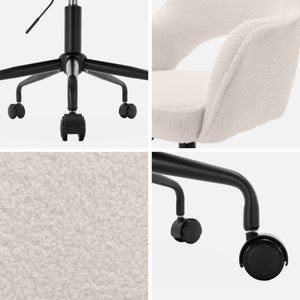 Sedia da ufficio bouclé con rotelle, bianco