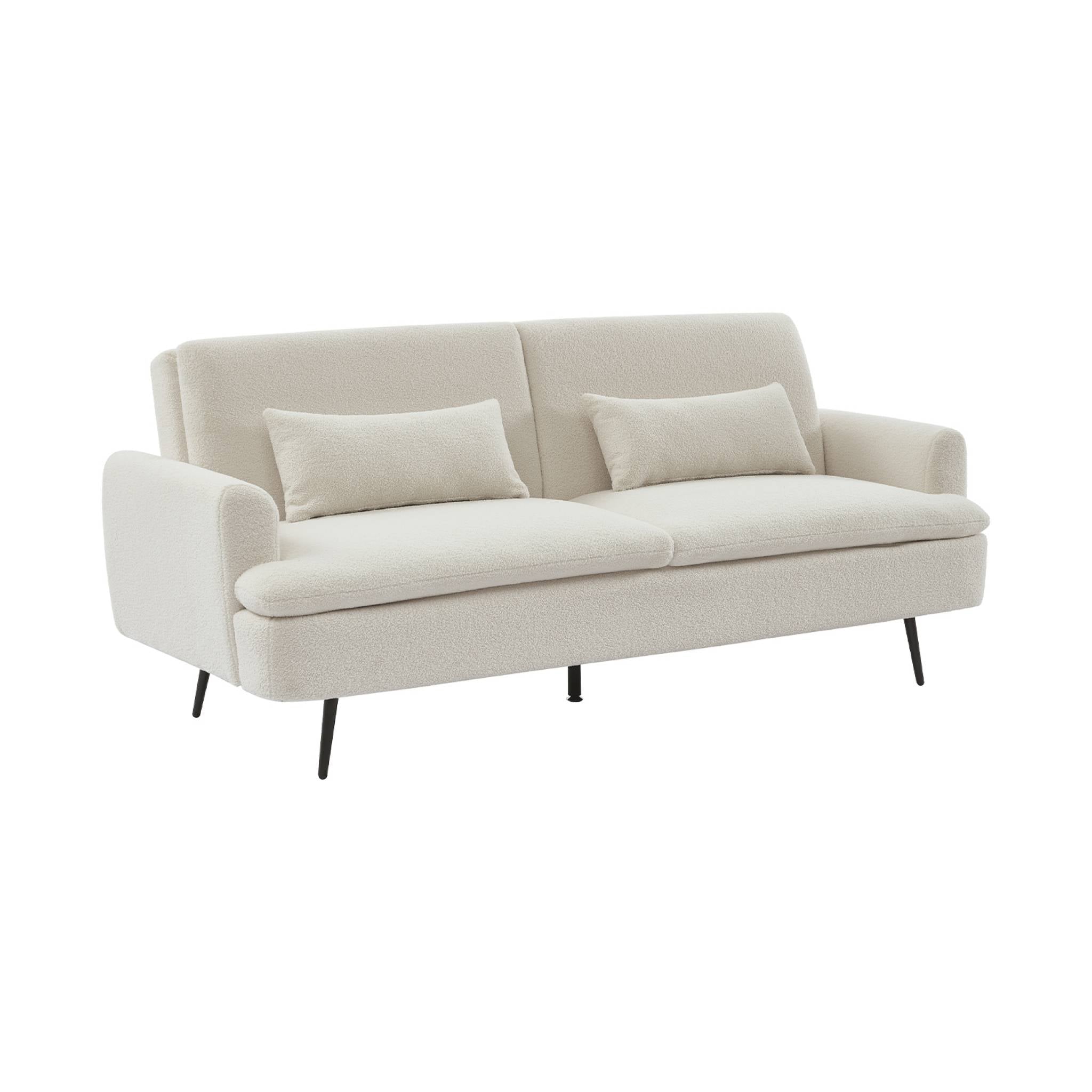 Divano letto 2-3 posti bouclé, bianco