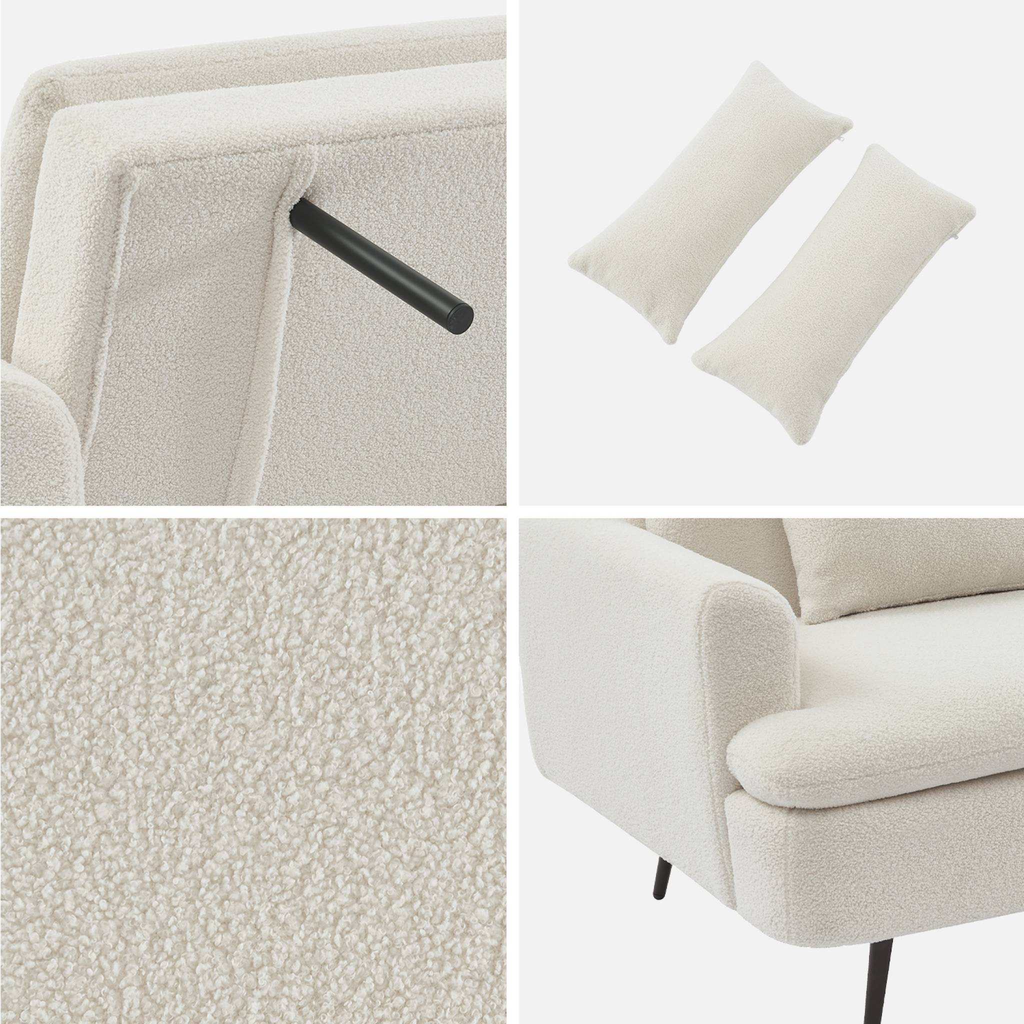 Divano letto 2-3 posti bouclé, bianco