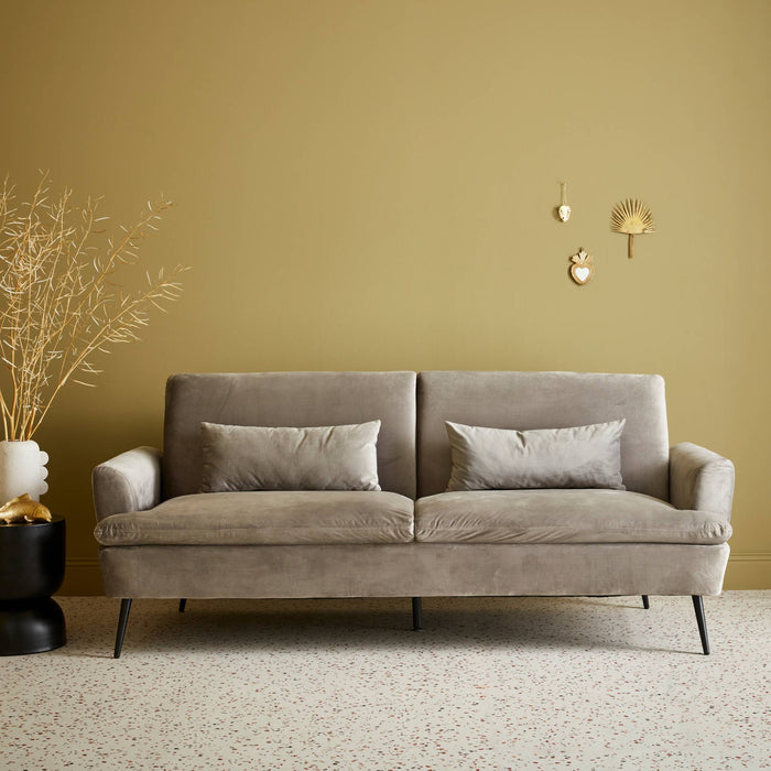 Divano letto 2-3 posti velluto, grigio