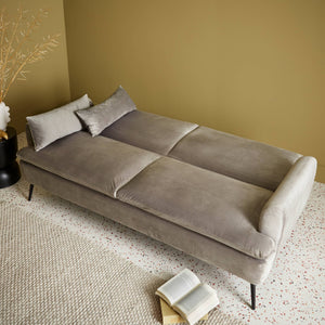 Divano letto 2-3 posti velluto, grigio