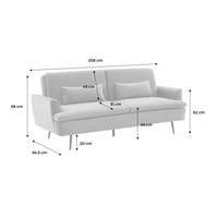 Divano letto 2-3 posti velluto, grigio