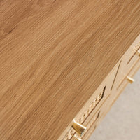 Cassettiera decorativa legno e rattan 6 cassetti, marrone naturale