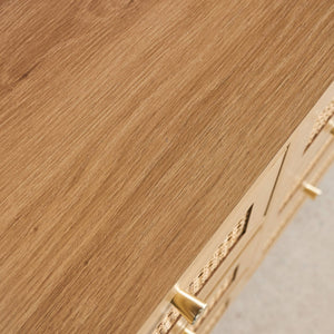 Cassettiera decorativa legno e rattan 6 cassetti, marrone naturale