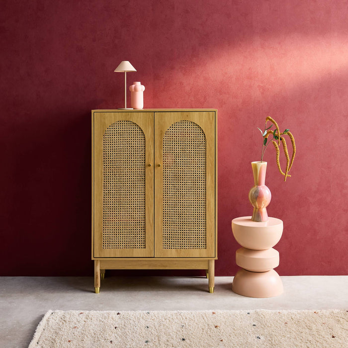 Mobile per scarpe 2 porte in canna, marrone naturale