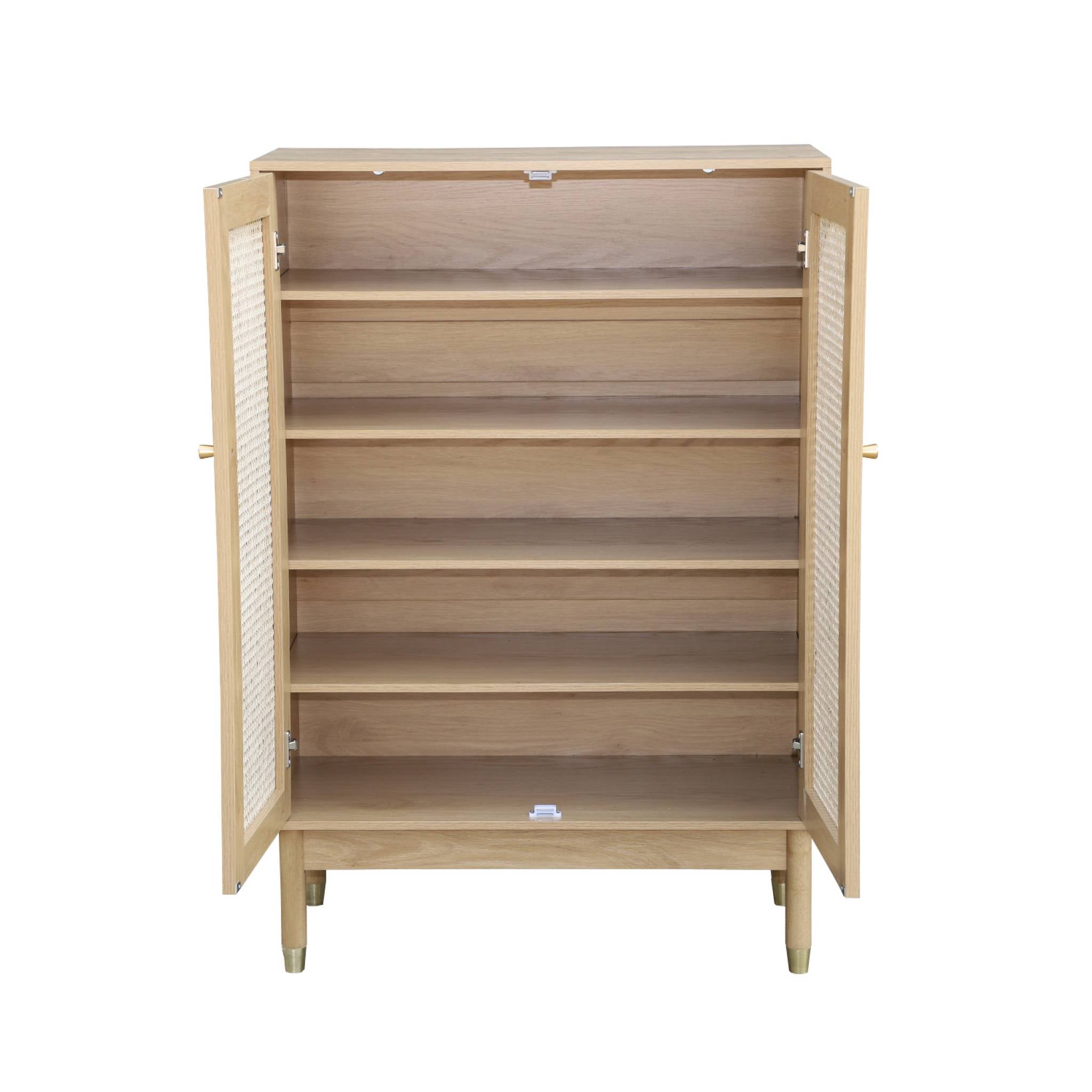 Mobile per scarpe 2 porte in canna, marrone naturale