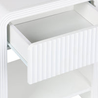 Set di 2 comodini effetto legno scanalato, 1 cassetto, 1 ripiano ,