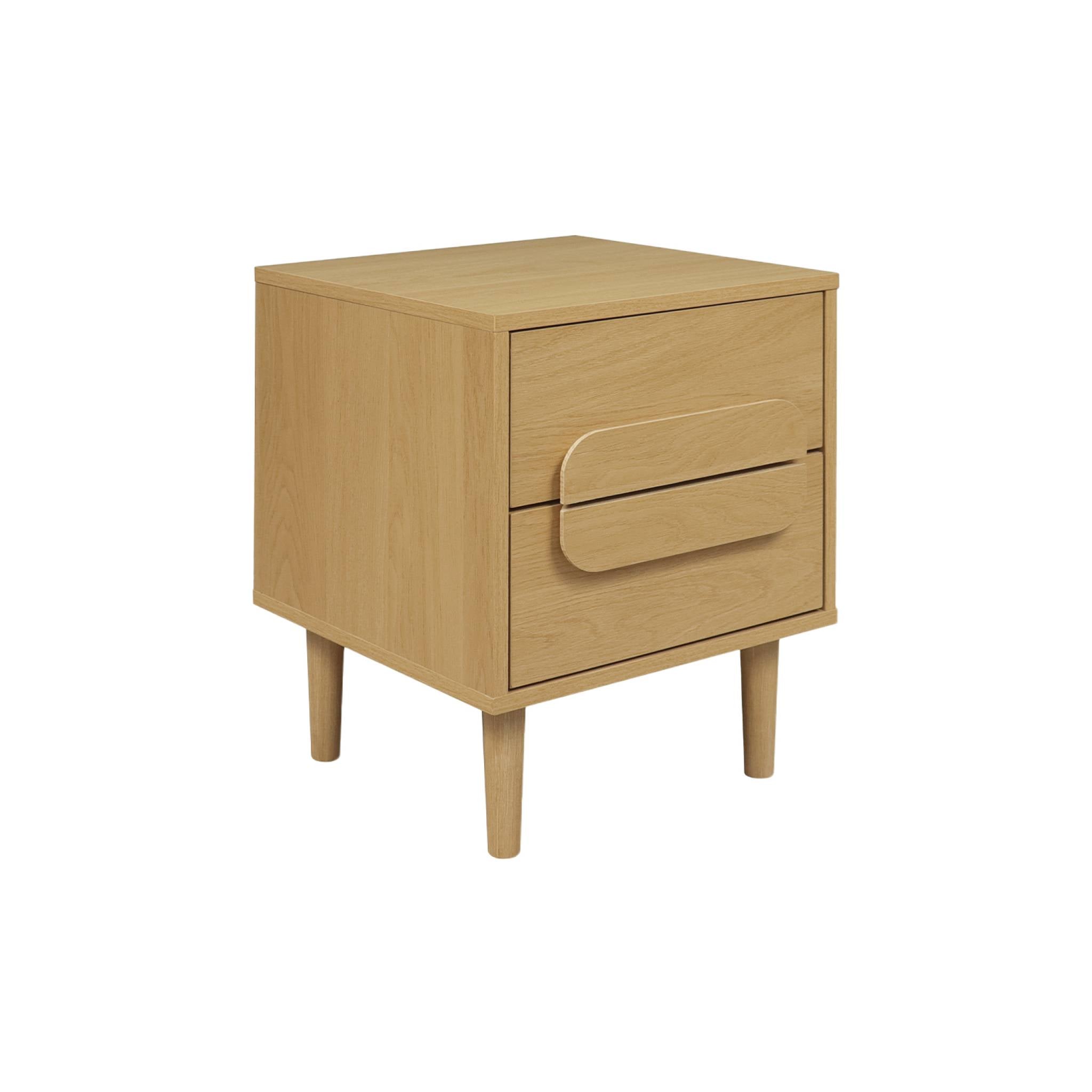 Comodino vintage effetto legno 2 cassetti, quercia